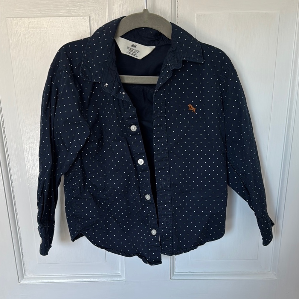 H&M Kids Navy Polka Dot Shirt